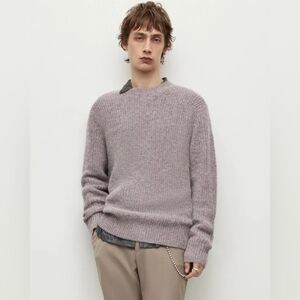 All Saints Jaz Crew Neck Sweater Alpaca Wool Knit Purple Mens Medium